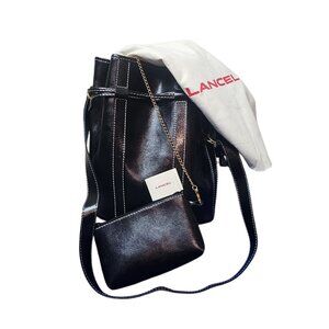 Lancel Elsa Vestaire Pebbled Bucket Bag with Detachable Clutch